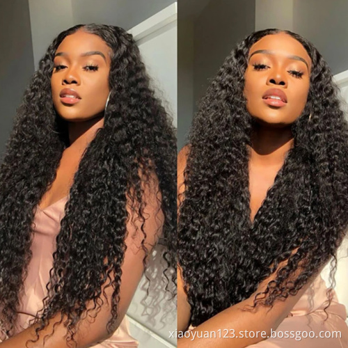 Raw Unprocessed Brazilian Human Hair Front Lace Wig Vendors Water Wave Virgin Cuticle Aligned Full Swiss hd Lace Human Hair Wigs